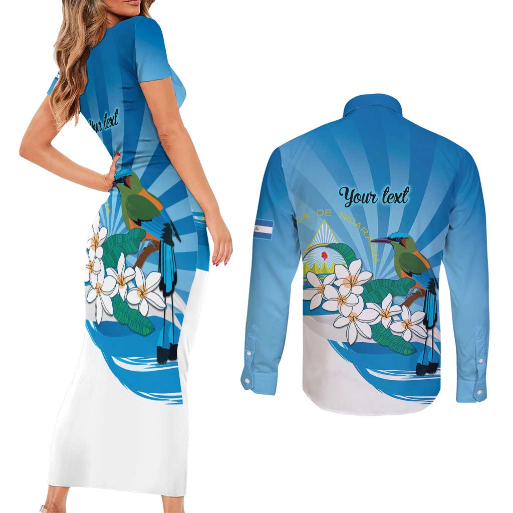 Nicaragua Independence Day Personalized Couples Matching Short Sleeve Bodycon Dress and Long Sleeve Button Shirt Since 1821 Proud Guardabarranco Sacuanjoche - Wonder Print Shop