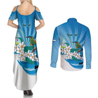 Nicaragua Independence Day Personalized Couples Matching Summer Maxi Dress and Long Sleeve Button Shirt Since 1821 Proud Guardabarranco Sacuanjoche - Wonder Print Shop