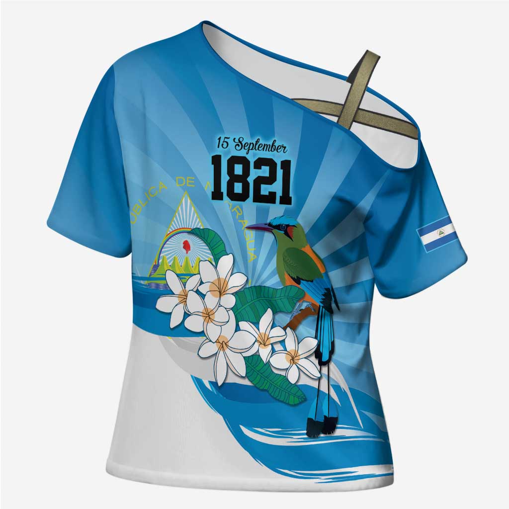 Nicaragua Independence Day Personalized Cross Shoulder Shirt Since 1821 Proud Guardabarranco Sacuanjoche - Wonder Print Shop