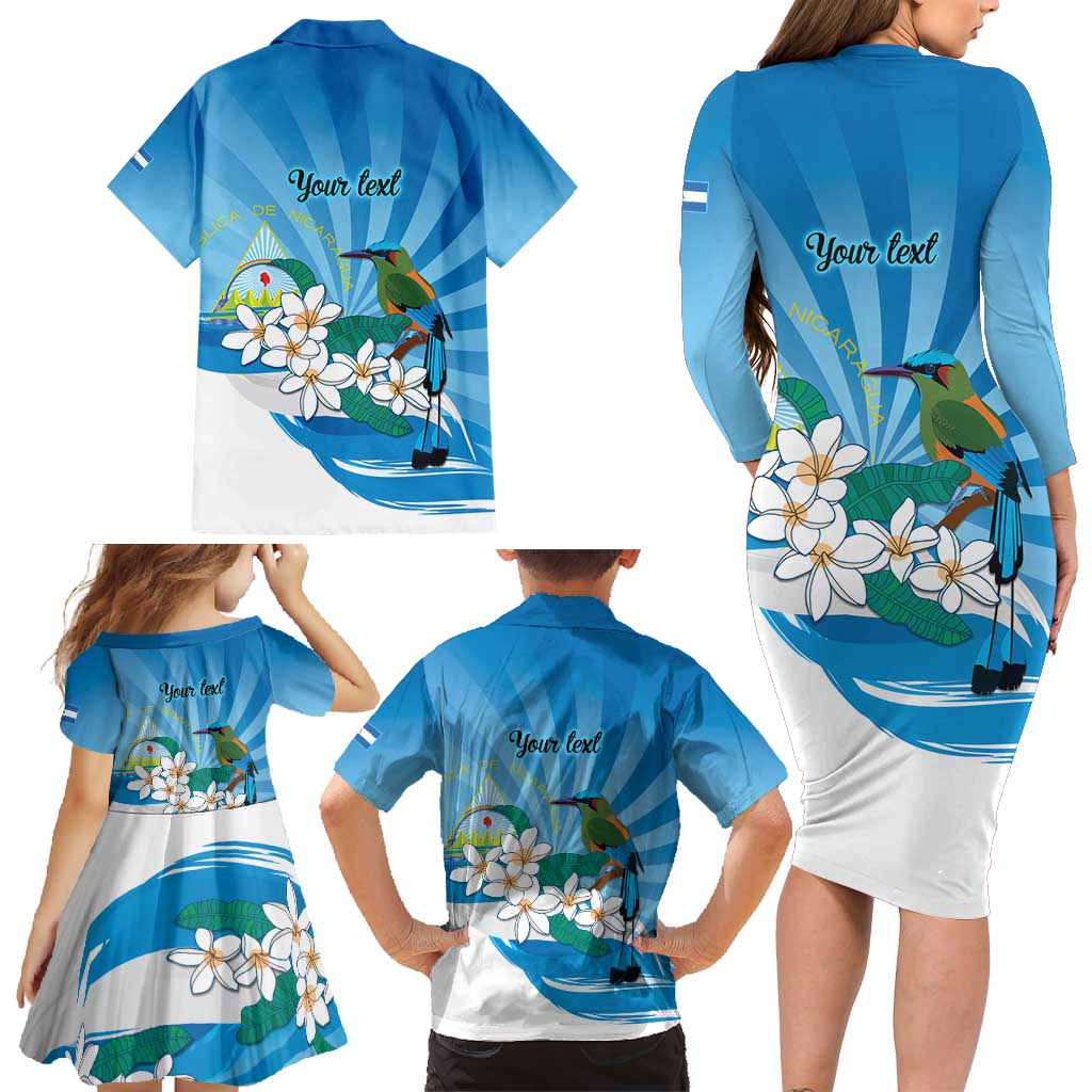 Nicaragua Independence Day Personalized Family Matching Long Sleeve Bodycon Dress and Hawaiian Shirt Since 1821 Proud Guardabarranco Sacuanjoche - Wonder Print Shop
