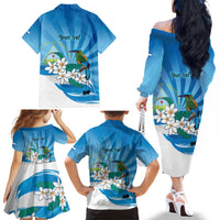 Nicaragua Independence Day Personalized Family Matching Off The Shoulder Long Sleeve Dress and Hawaiian Shirt Since 1821 Proud Guardabarranco Sacuanjoche - Wonder Print Shop