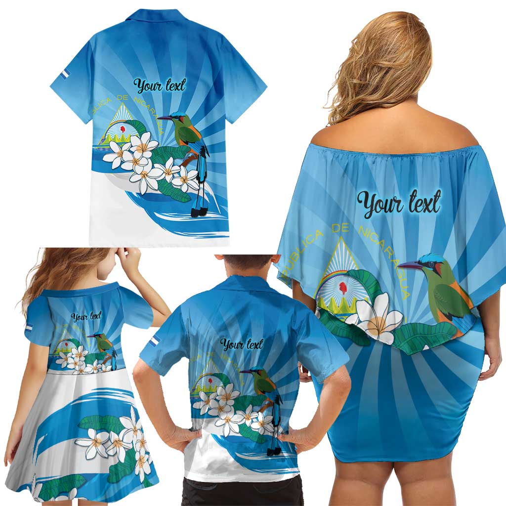 Nicaragua Independence Day Personalized Family Matching Off Shoulder Short Dress and Hawaiian Shirt Since 1821 Proud Guardabarranco Sacuanjoche - Wonder Print Shop