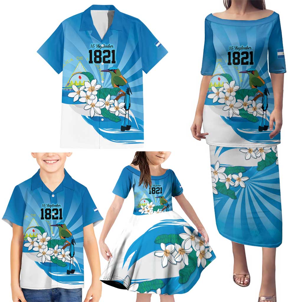 Nicaragua Independence Day Personalized Family Matching Puletasi and Hawaiian Shirt Since 1821 Proud Guardabarranco Sacuanjoche - Wonder Print Shop