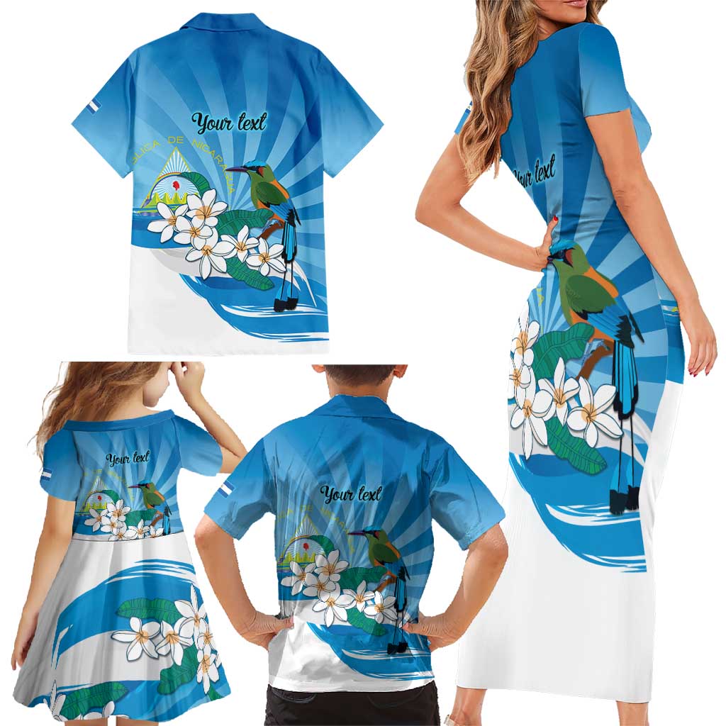 Nicaragua Independence Day Personalized Family Matching Short Sleeve Bodycon Dress and Hawaiian Shirt Since 1821 Proud Guardabarranco Sacuanjoche - Wonder Print Shop