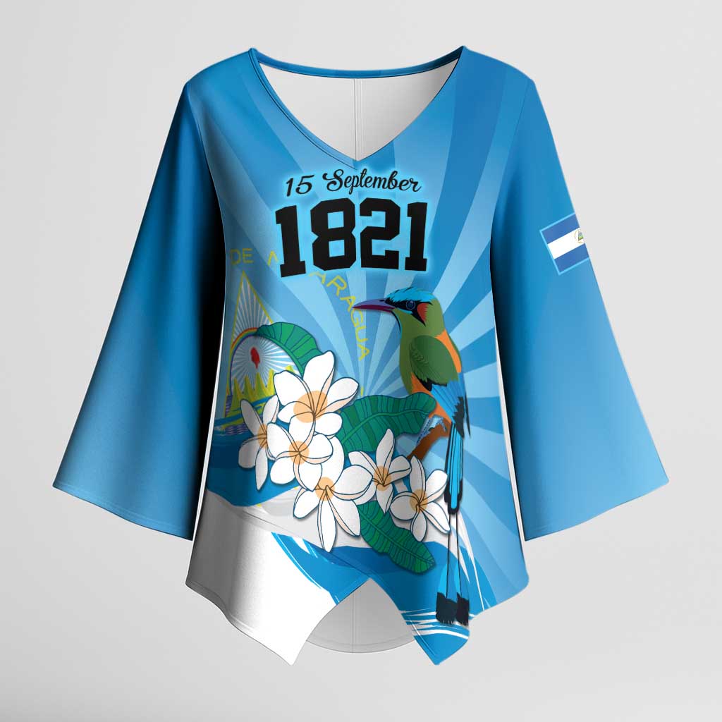 Nicaragua Independence Day Personalized Kimono Sleeve Blouse Since 1821 Proud Guardabarranco Sacuanjoche - Wonder Print Shop