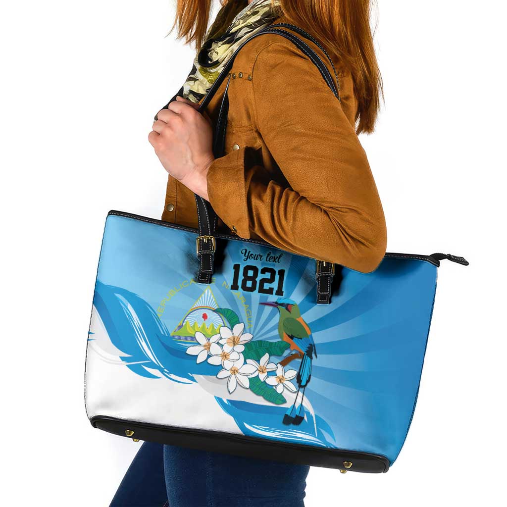 Nicaragua Independence Day Personalized Leather Tote Bag Since 1821 Proud Guardabarranco Sacuanjoche - Wonder Print Shop