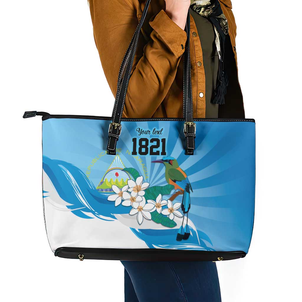 Nicaragua Independence Day Personalized Leather Tote Bag Since 1821 Proud Guardabarranco Sacuanjoche - Wonder Print Shop