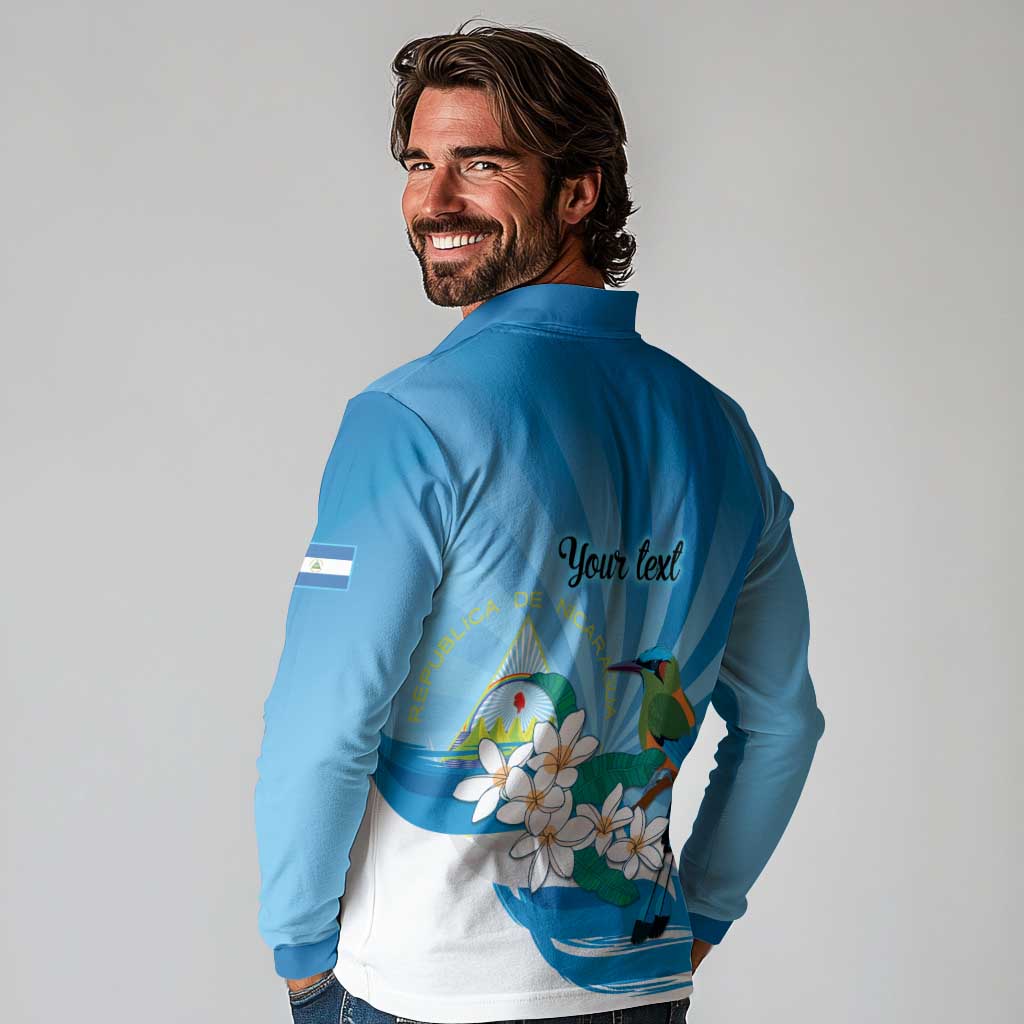 Nicaragua Independence Day Personalized Long Sleeve Polo Shirt Since 1821 Proud Guardabarranco Sacuanjoche - Wonder Print Shop