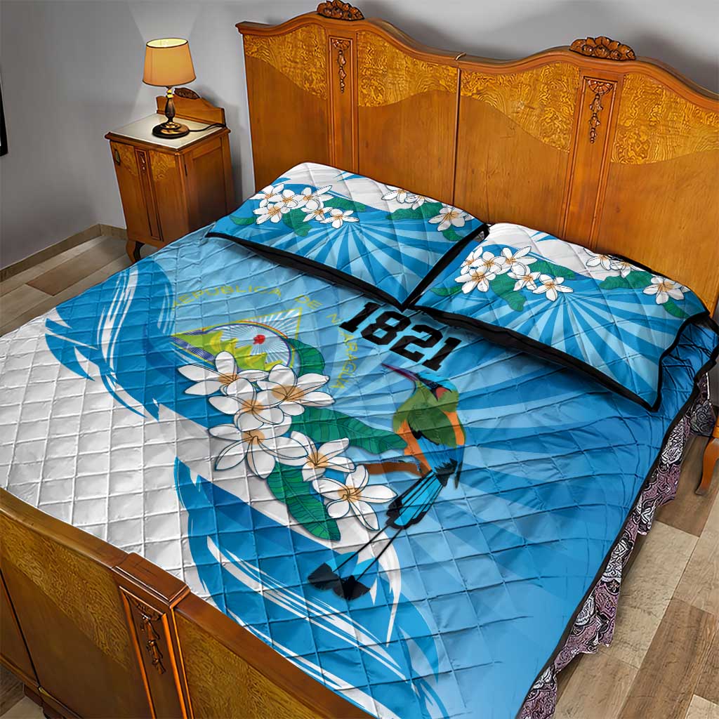 Nicaragua Independence Day Personalized Quilt Bed Set Since 1821 Proud Guardabarranco Sacuanjoche - Wonder Print Shop