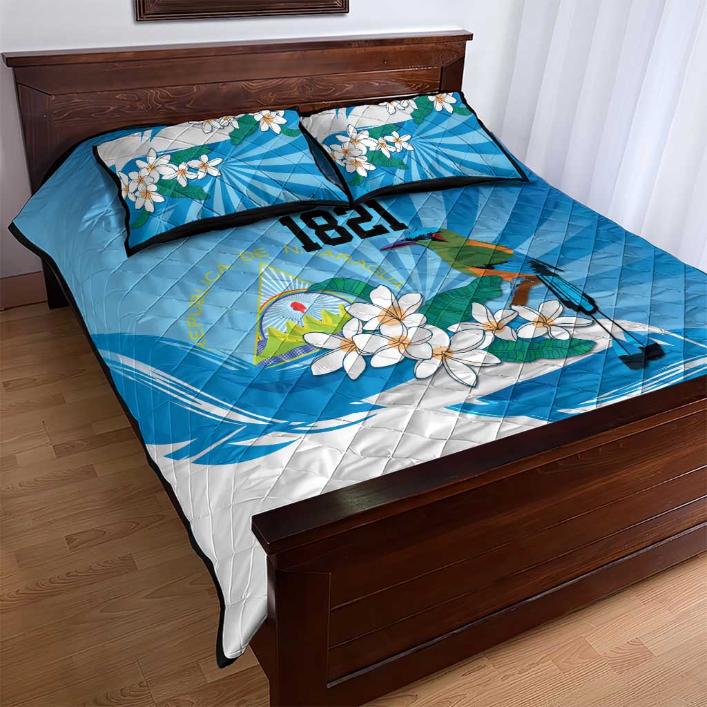 Nicaragua Independence Day Personalized Quilt Bed Set Since 1821 Proud Guardabarranco Sacuanjoche - Wonder Print Shop