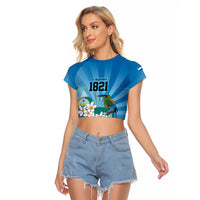 Nicaragua Independence Day Personalized Raglan Cropped T Shirt Since 1821 Proud Guardabarranco Sacuanjoche - Wonder Print Shop