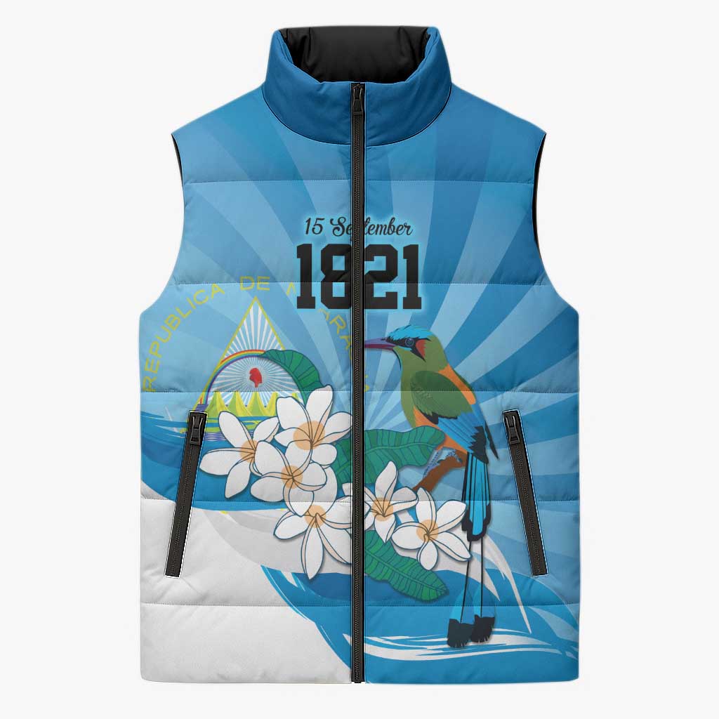 Nicaragua Independence Day Personalized Sleeveless Puffer Jacket Since 1821 Proud Guardabarranco Sacuanjoche - Wonder Print Shop