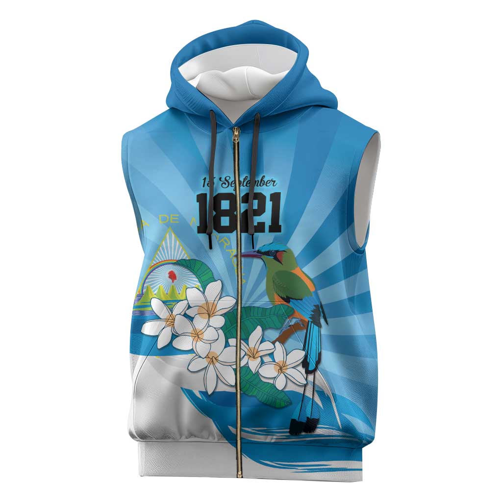 Nicaragua Independence Day Personalized Sleeveless Zip Hoodie Since 1821 Proud Guardabarranco Sacuanjoche - Wonder Print Shop