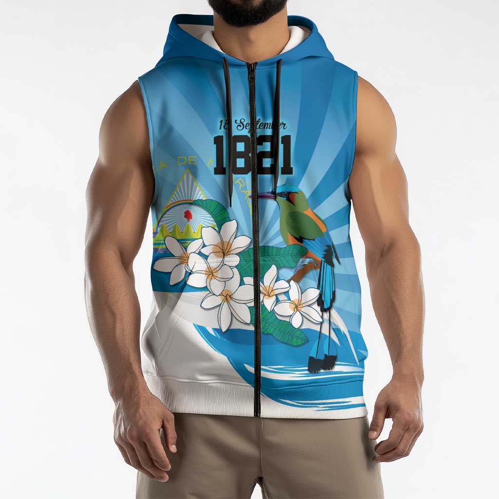 Nicaragua Independence Day Personalized Sleeveless Zip Hoodie Since 1821 Proud Guardabarranco Sacuanjoche - Wonder Print Shop