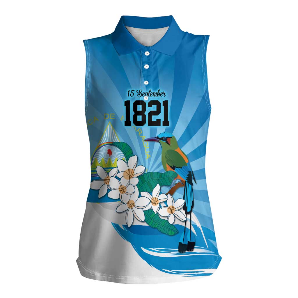 Nicaragua Independence Day Personalized Women Sleeveless Polo Shirt Since 1821 Proud Guardabarranco Sacuanjoche - Wonder Print Shop