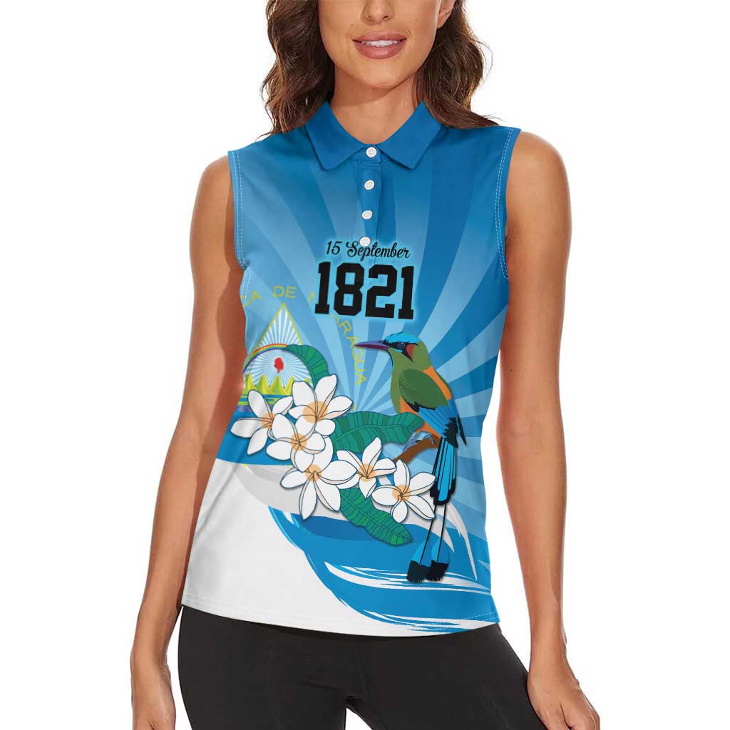 Nicaragua Independence Day Personalized Women Sleeveless Polo Shirt Since 1821 Proud Guardabarranco Sacuanjoche - Wonder Print Shop