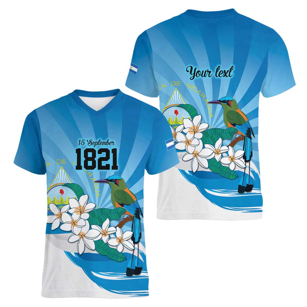 Nicaragua Independence Day Personalized Women V-Neck T-Shirt Since 1821 Proud Guardabarranco Sacuanjoche - Wonder Print Shop