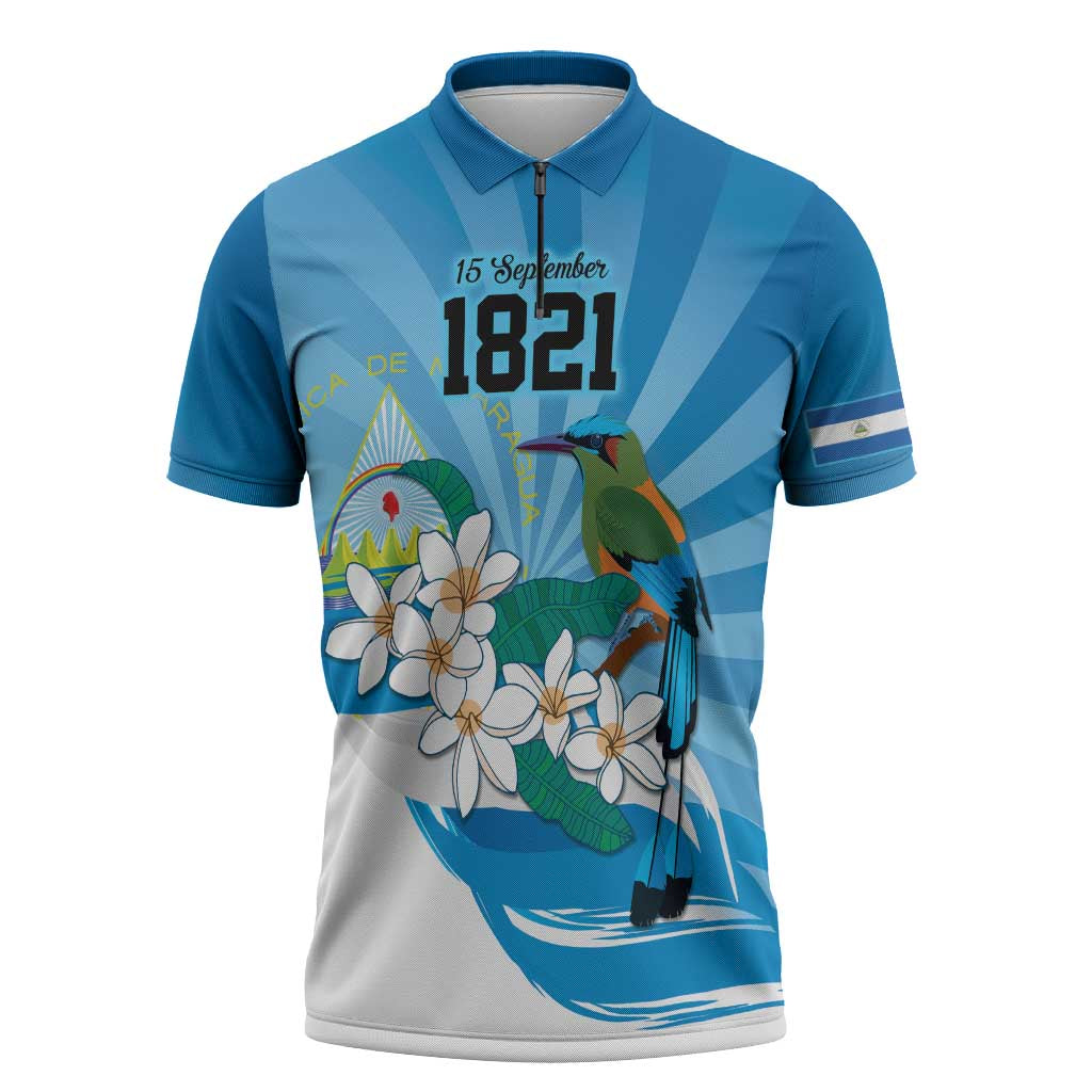 Nicaragua Independence Day Personalized Zipper Polo Shirt Since 1821 Proud Guardabarranco Sacuanjoche - Wonder Print Shop