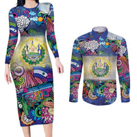 El Salvador Couples Matching Long Sleeve Bodycon Dress and Long Sleeve Button Shirt Funny Local Inspired - Wonder Print Shop