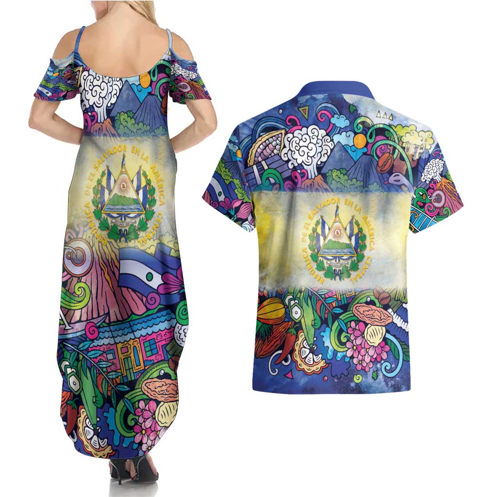 El Salvador Couples Matching Summer Maxi Dress and Hawaiian Shirt Funny Local Inspired - Wonder Print Shop