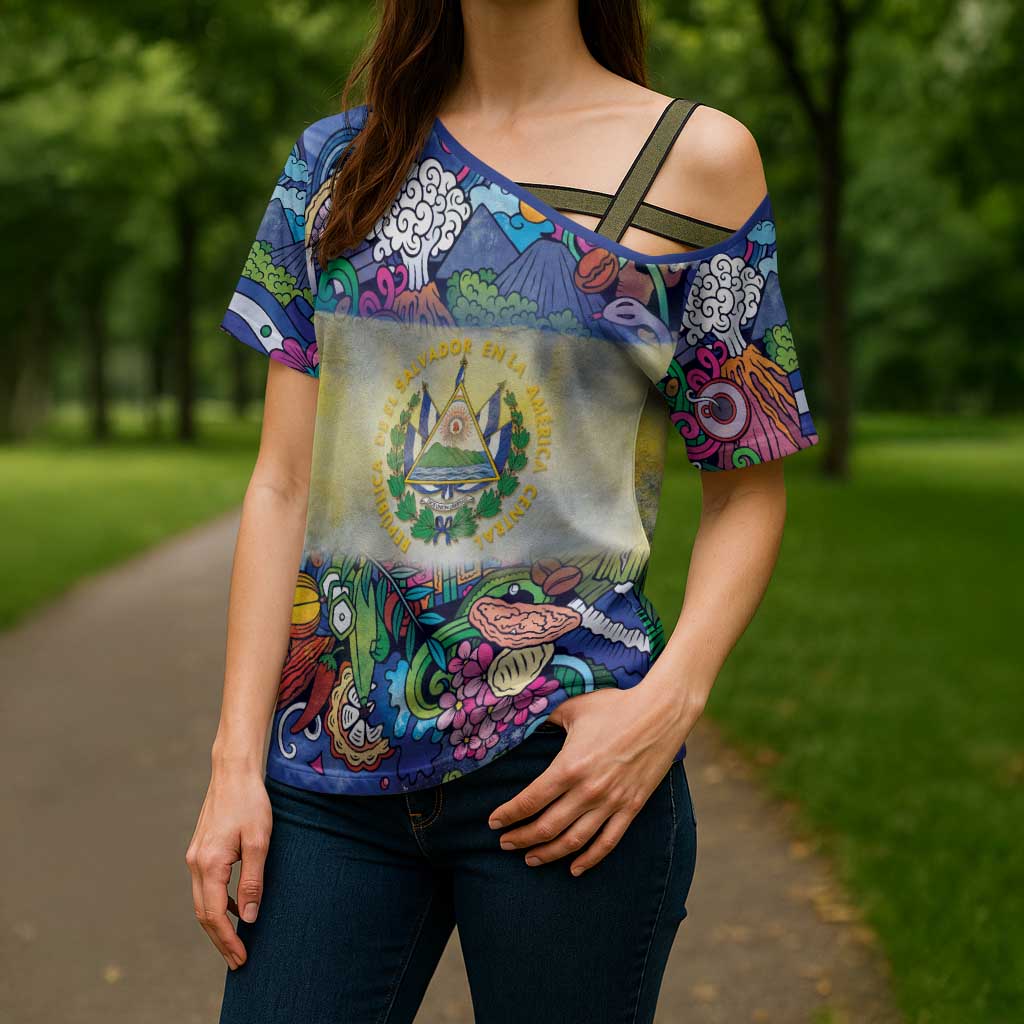 El Salvador Cross Shoulder Shirt Funny Local Inspired - Wonder Print Shop