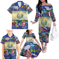 El Salvador Family Matching Off The Shoulder Long Sleeve Dress and Hawaiian Shirt Funny Local Inspired - Wonder Print Shop