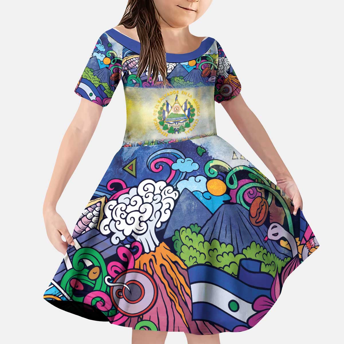 El Salvador Kid Short Sleeve Dress Funny Local Inspired - Wonder Print Shop