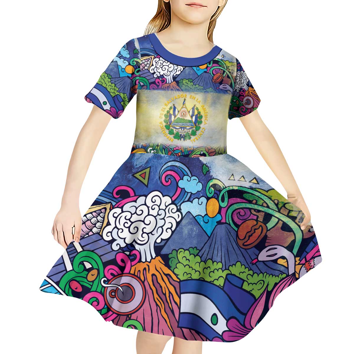 El Salvador Kid Short Sleeve Dress Funny Local Inspired - Wonder Print Shop