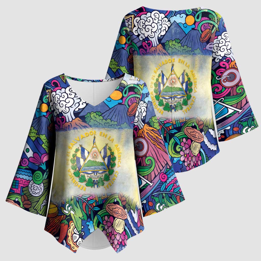 El Salvador Kimono Sleeve Blouse Funny Local Inspired - Wonder Print Shop