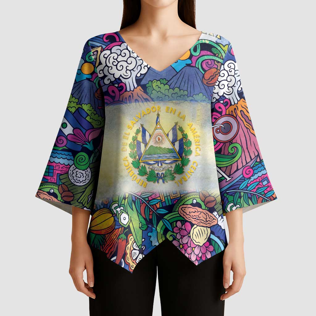 El Salvador Kimono Sleeve Blouse Funny Local Inspired - Wonder Print Shop