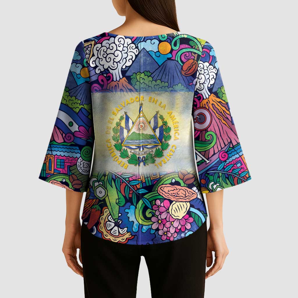 El Salvador Kimono Sleeve Blouse Funny Local Inspired - Wonder Print Shop