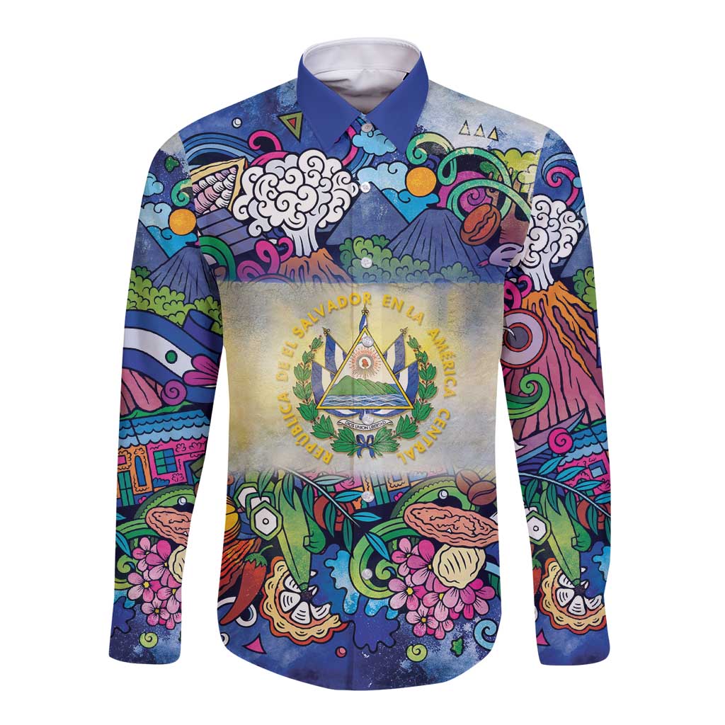 El Salvador Long Sleeve Button Shirt Funny Local Inspired - Wonder Print Shop