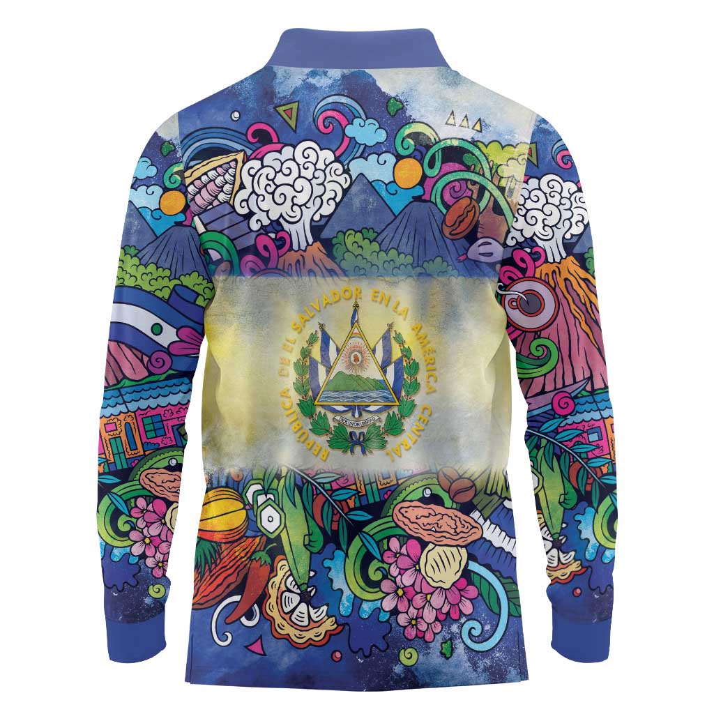 El Salvador Long Sleeve Polo Shirt Funny Local Inspired - Wonder Print Shop