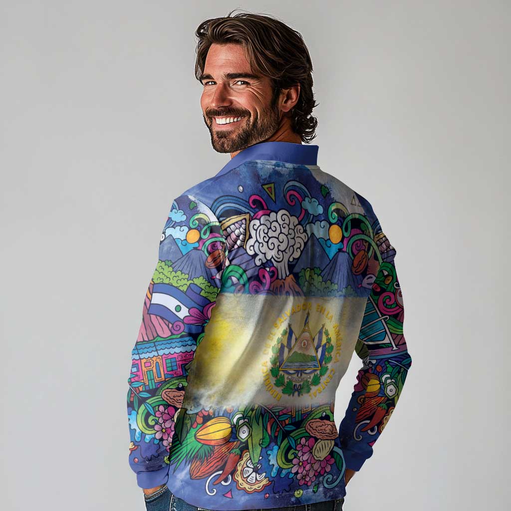 El Salvador Long Sleeve Polo Shirt Funny Local Inspired - Wonder Print Shop
