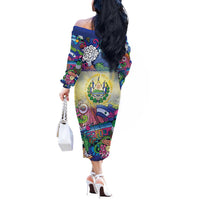 El Salvador Off The Shoulder Long Sleeve Dress Funny Local Inspired - Wonder Print Shop