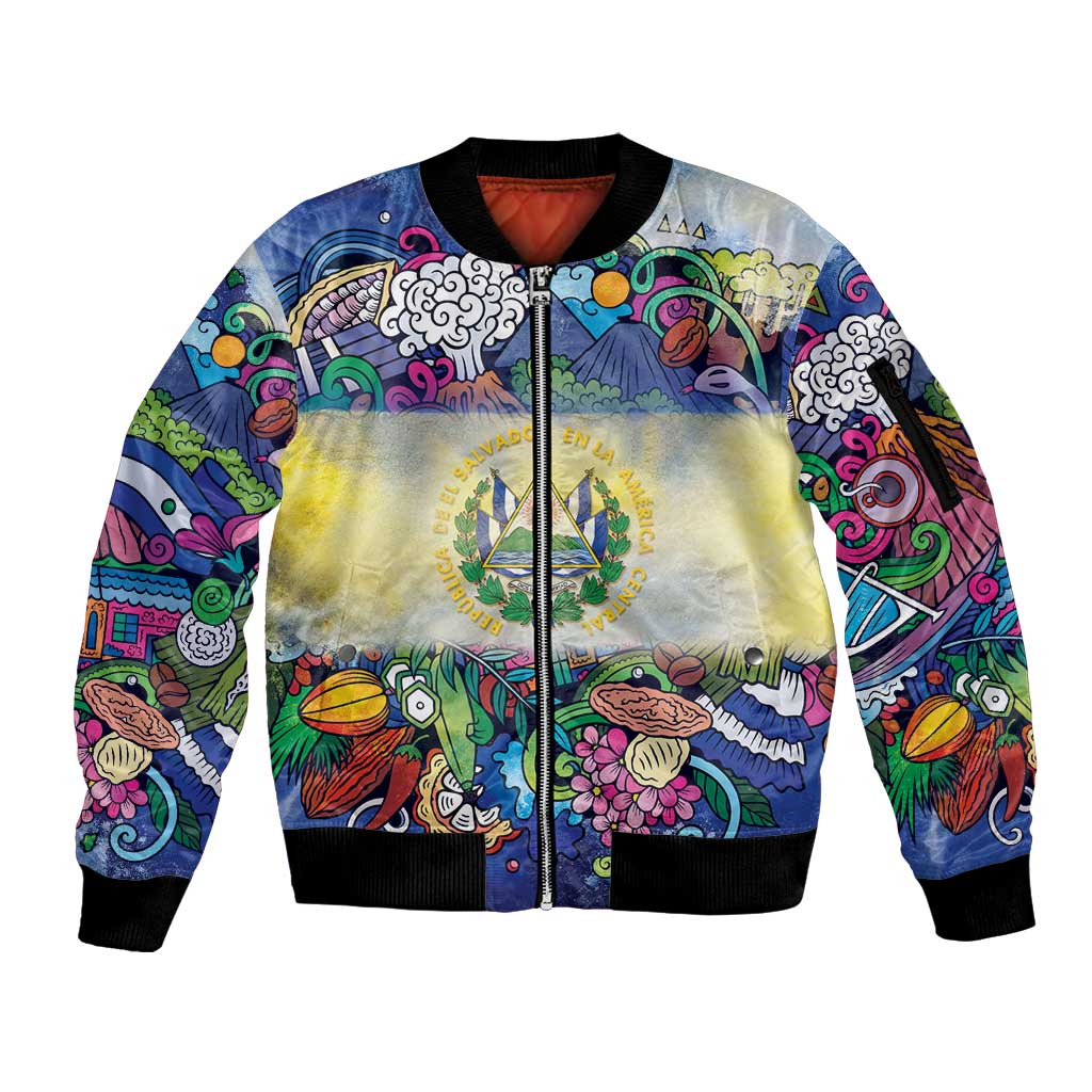 El Salvador Sleeve Zip Bomber Jacket Funny Local Inspired - Wonder Print Shop