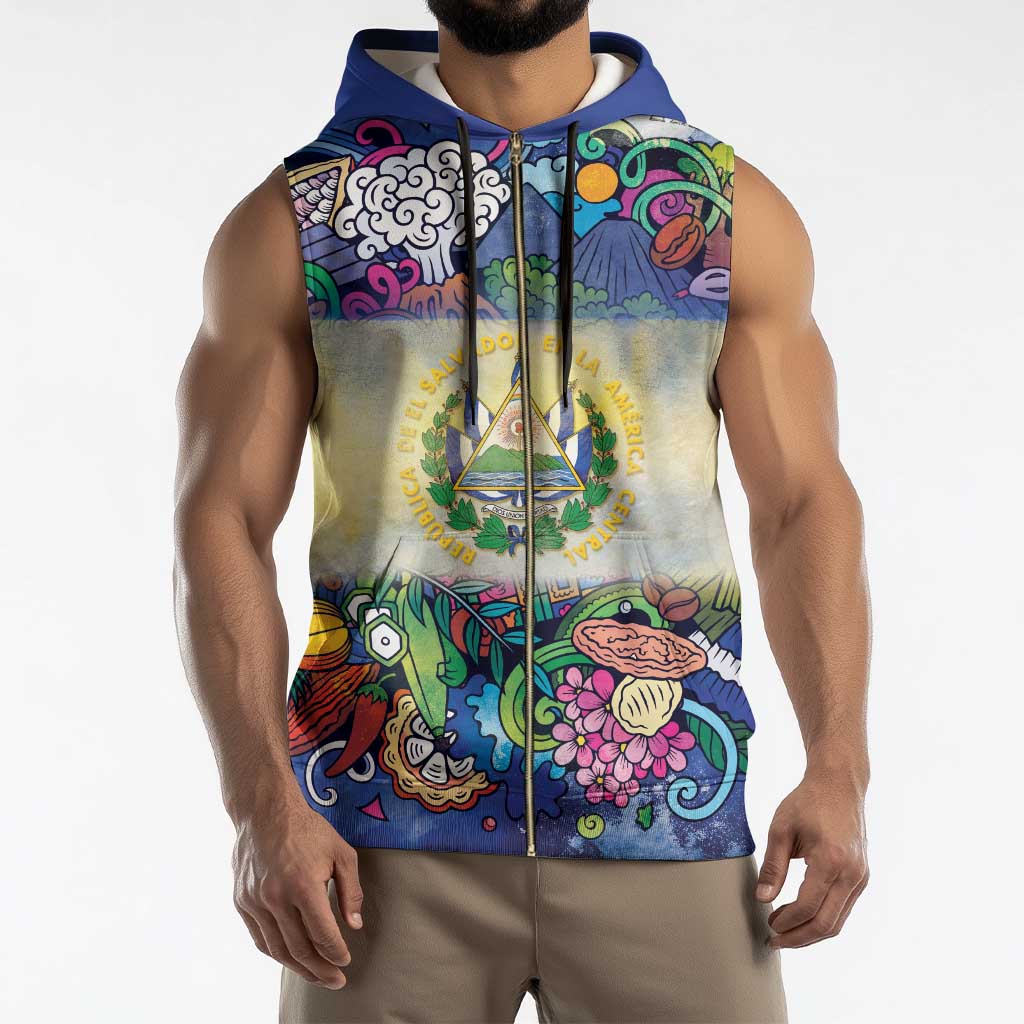 El Salvador Sleeveless Zip Hoodie Funny Local Inspired - Wonder Print Shop