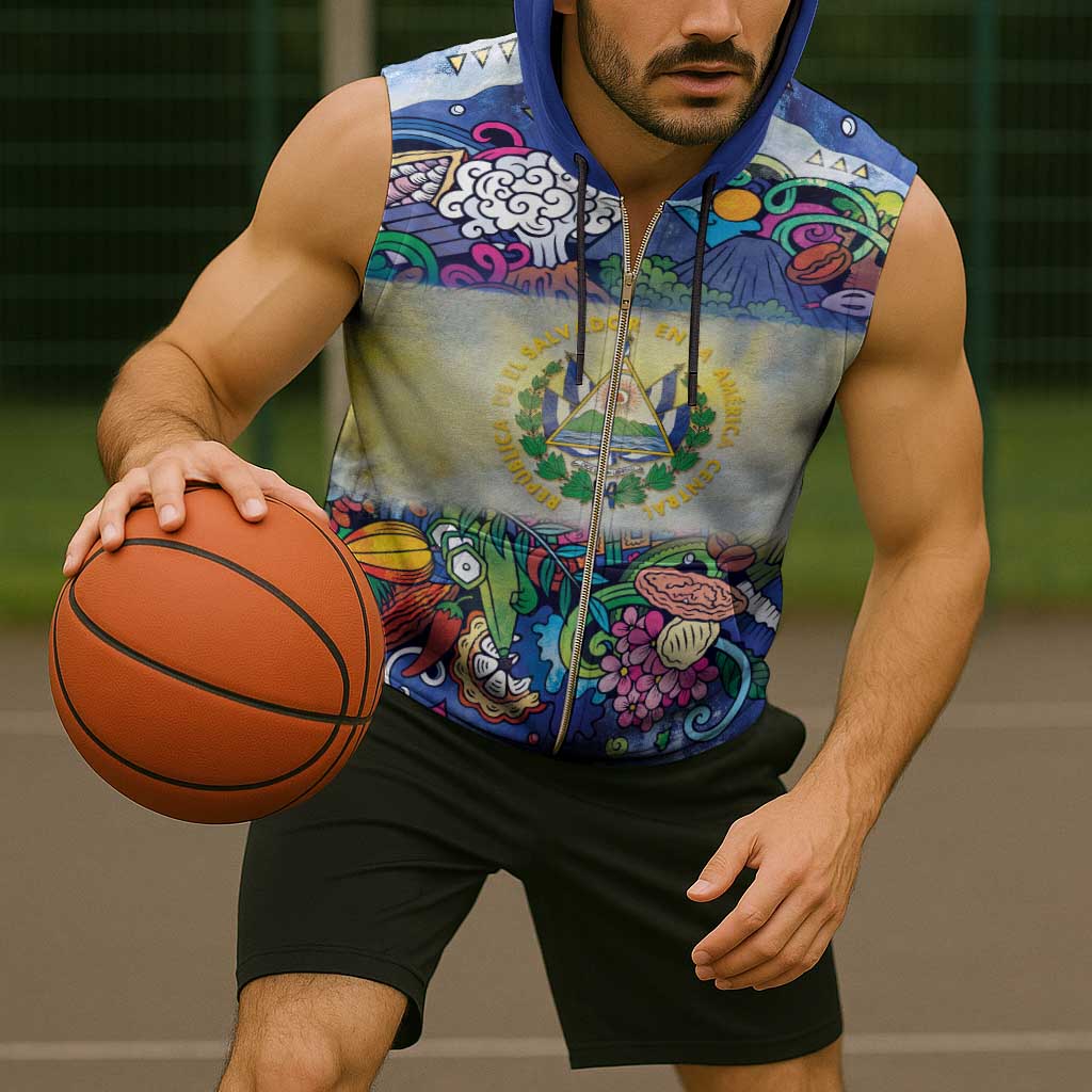 El Salvador Sleeveless Zip Hoodie Funny Local Inspired - Wonder Print Shop