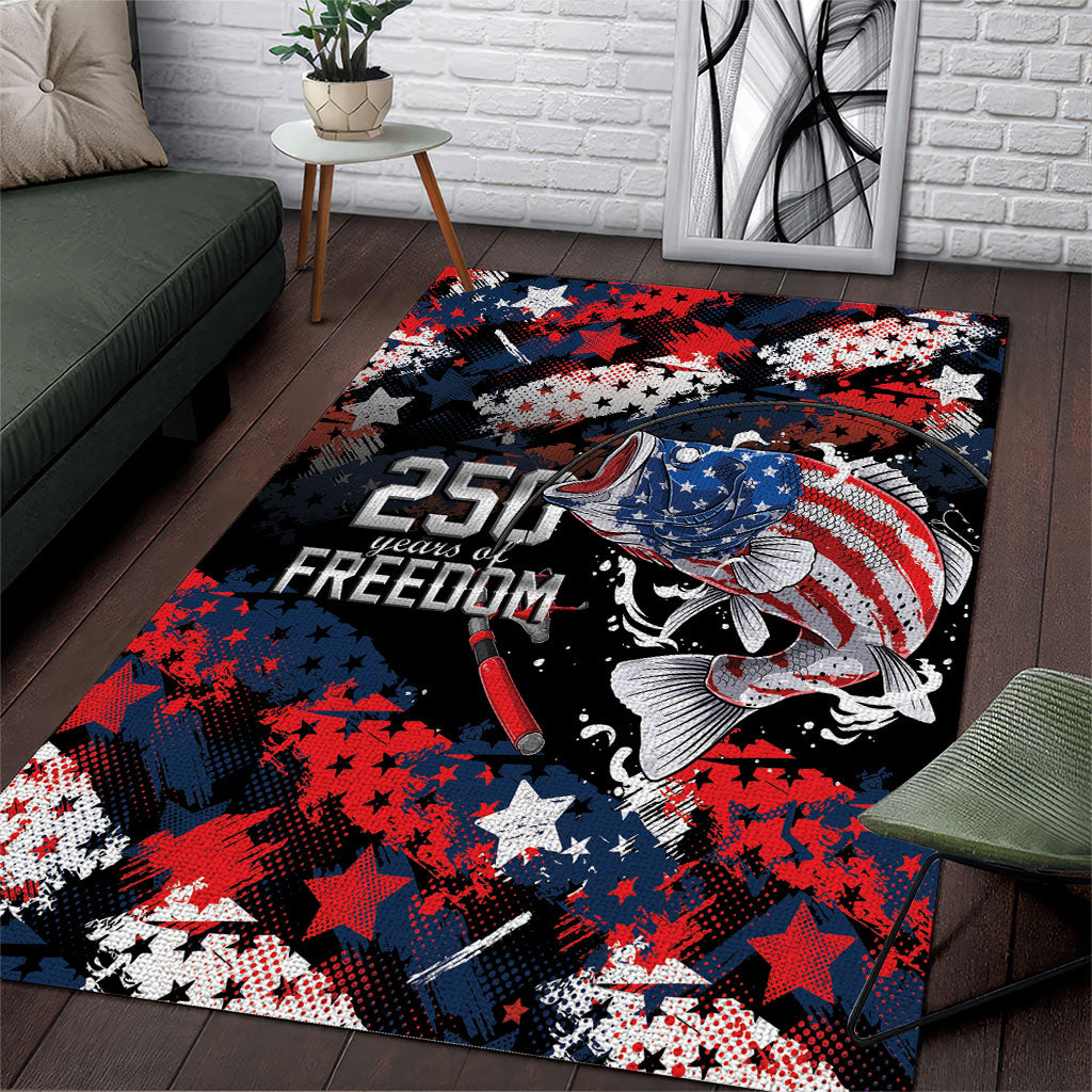 Largemouth Bass Fishing Area Rug America 250 Year Freedom