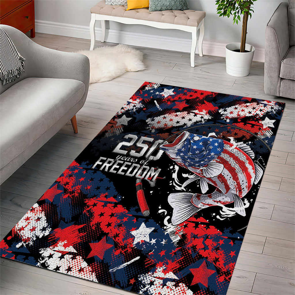 Largemouth Bass Fishing Area Rug America 250 Year Freedom