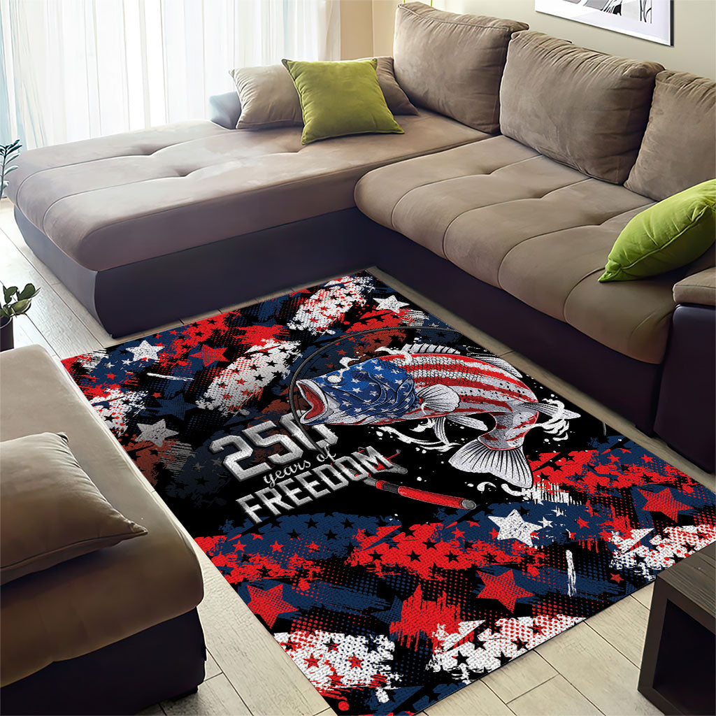 Largemouth Bass Fishing Area Rug America 250 Year Freedom