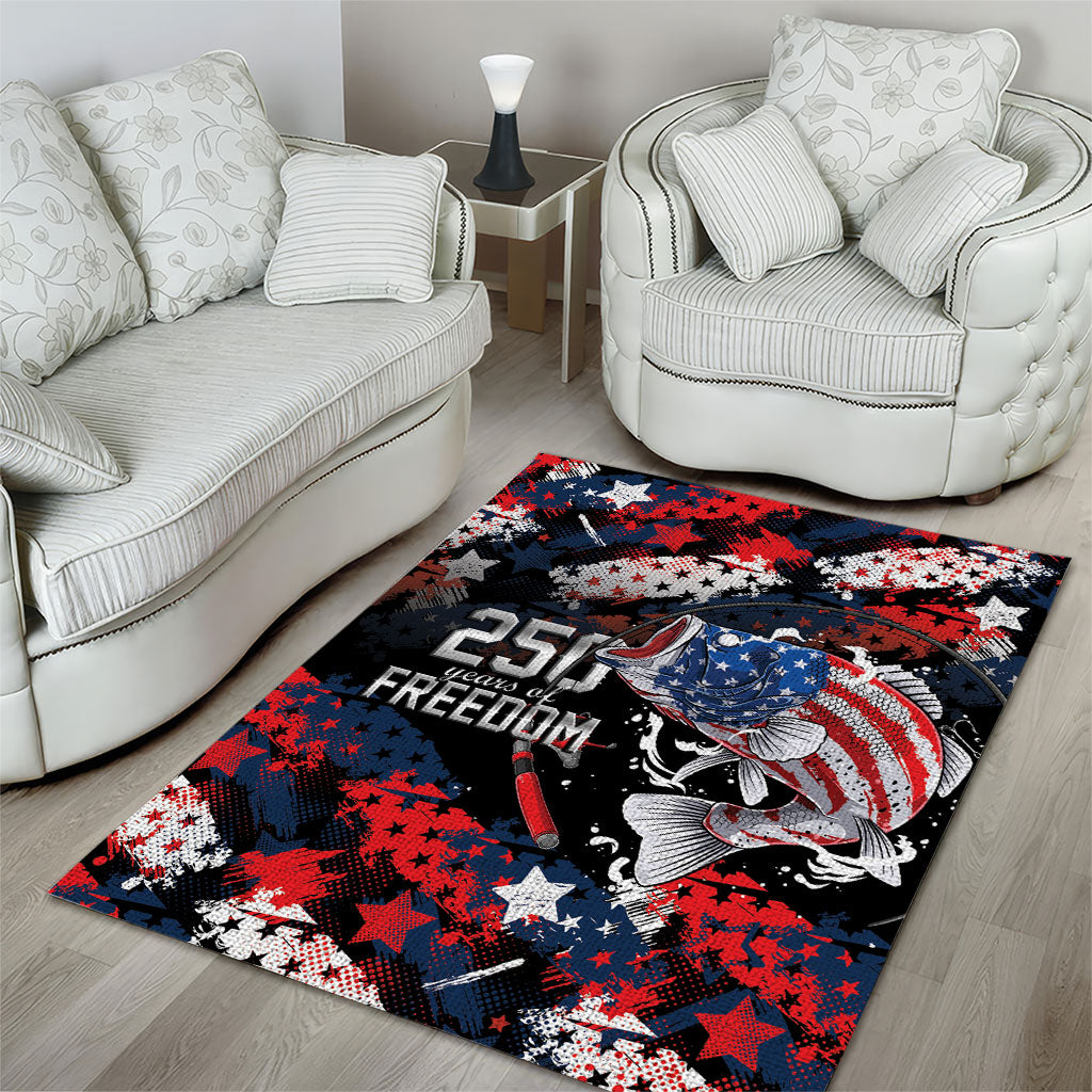 Largemouth Bass Fishing Area Rug America 250 Year Freedom
