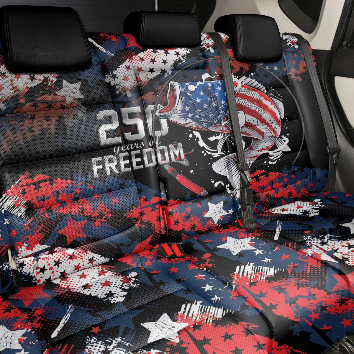 Largemouth Bass Fishing Back Car Seat Cover America 250 Year Freedom