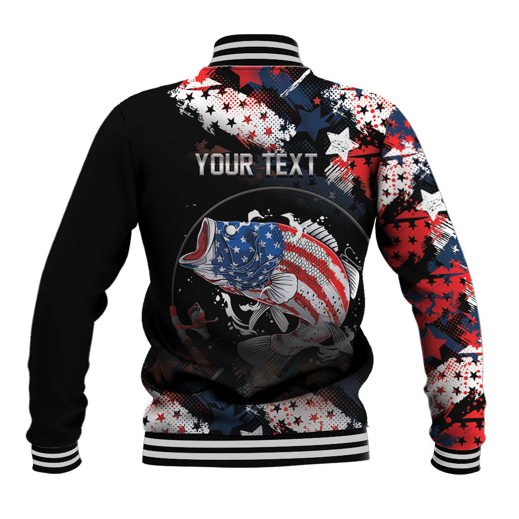Personalized Largemouth Bass Fishing Baseball Jacket America 250 Year Freedom