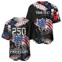 Personalized Largemouth Bass Fishing Baseball Jersey America 250 Year Freedom
