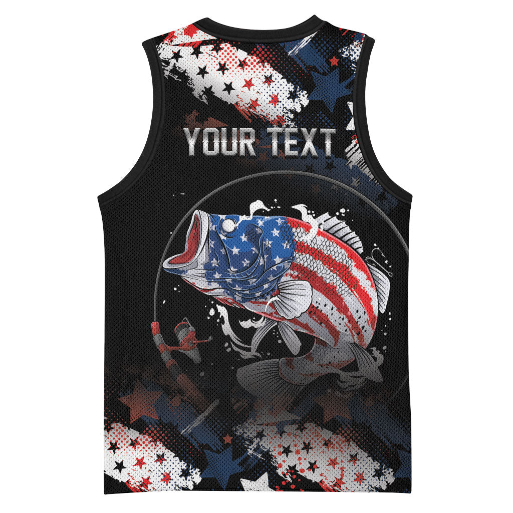 Personalized Largemouth Bass Fishing Basketball Jersey America 250 Year Freedom