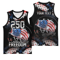 Personalized Largemouth Bass Fishing Basketball Jersey America 250 Year Freedom