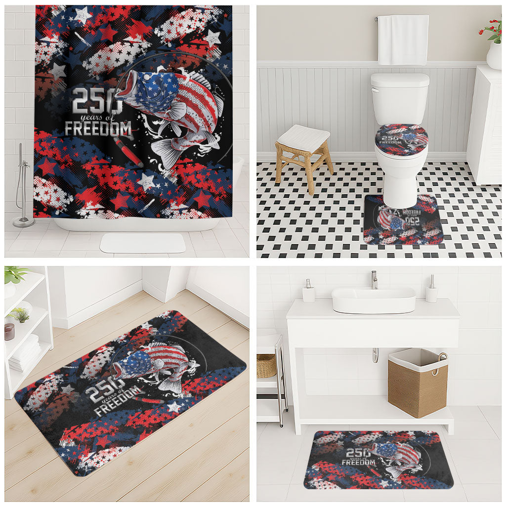 Largemouth Bass Fishing Bathroom Set America 250 Year Freedom