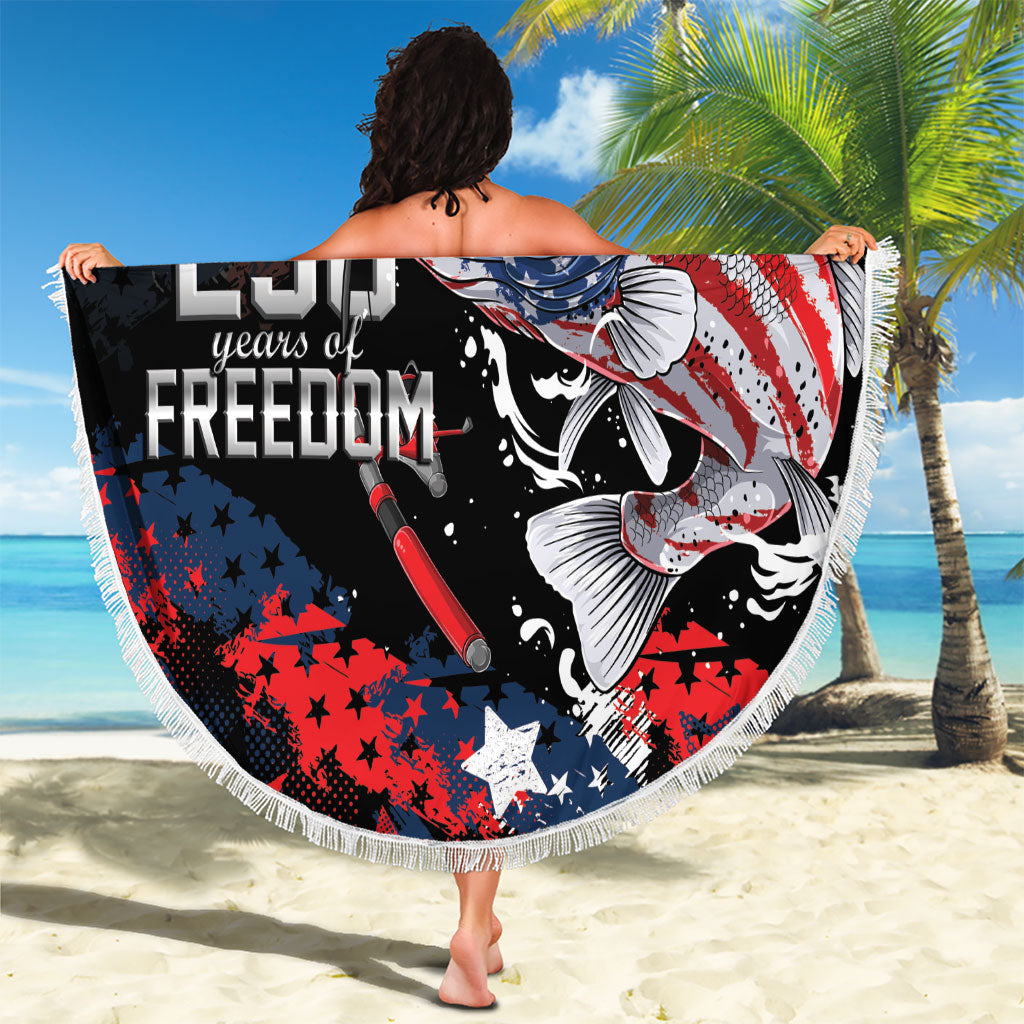 Largemouth Bass Fishing Beach Blanket America 250 Year Freedom