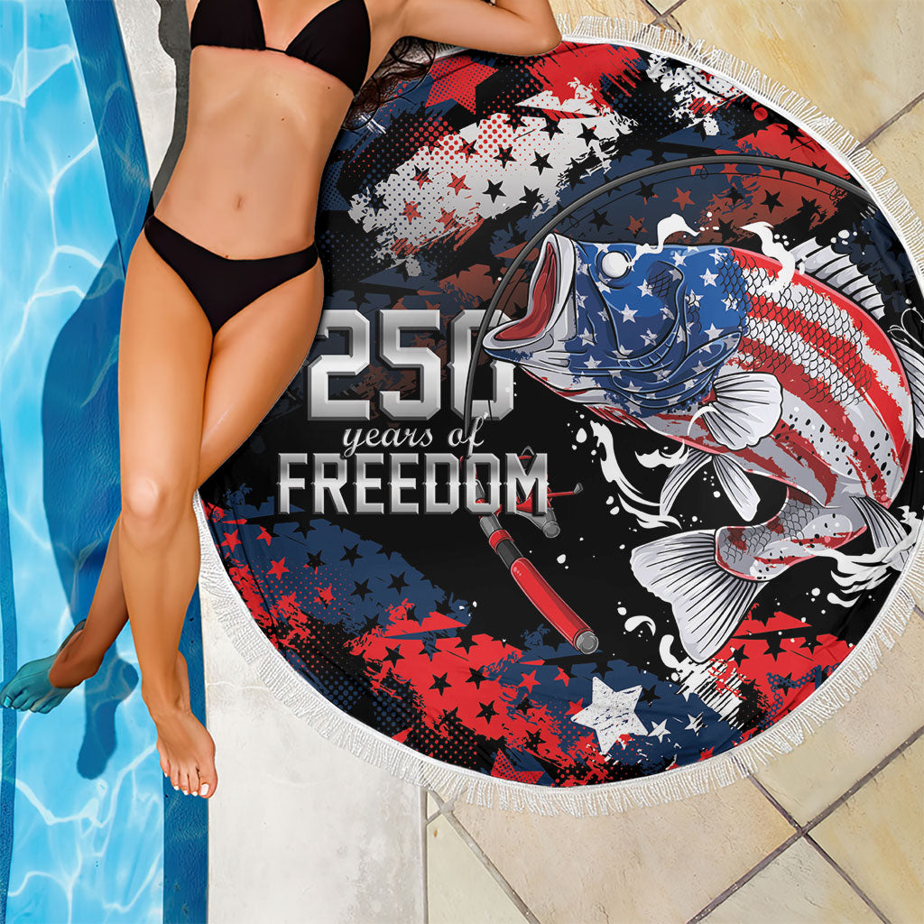 Largemouth Bass Fishing Beach Blanket America 250 Year Freedom